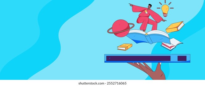 Character reading quietly vector concept operation hand drawn illustration
