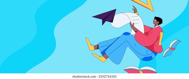 Character reading quietly vector concept operation hand drawn illustration
