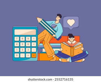 Character reading quietly vector concept operation hand drawn illustration
