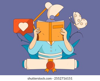 Leitura de caracteres discretamente conceito de vetor operação desenhado à mão ilustração
