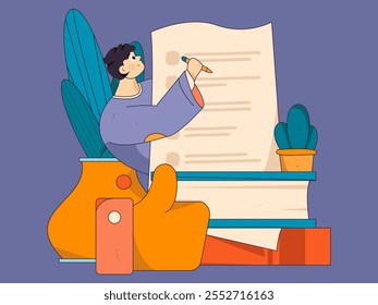 Character reading quietly vector concept operation hand drawn illustration
