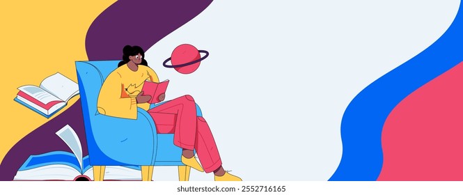 Lectura de personajes en silencio concepto de Vector operación ilustración dibujada a mano
