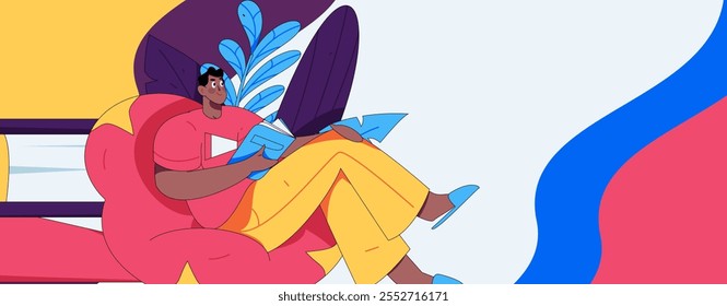 Character reading quietly vector concept operation hand drawn illustration
