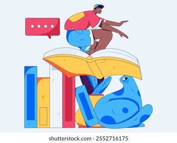 Character reading quietly vector concept operation hand drawn illustration
