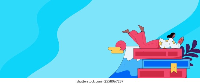 Character reading quietly vector concept operation hand drawn illustration
