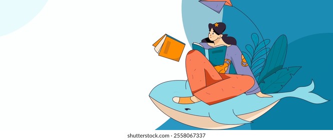 Character reading quietly vector concept operation hand drawn illustration
