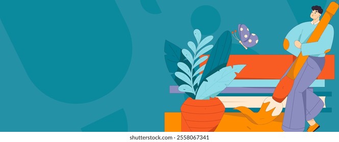 Character reading quietly vector concept operation hand drawn illustration
