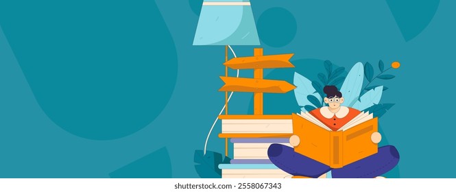 Character reading quietly vector concept operation hand drawn illustration
