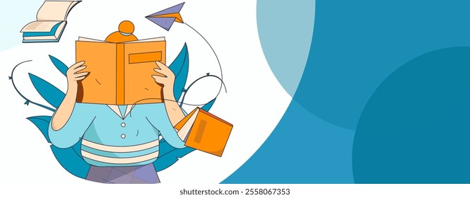 Character reading quietly vector concept operation hand drawn illustration
