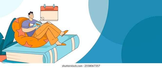 Character reading quietly vector concept operation hand drawn illustration
