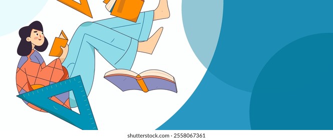 Character reading quietly vector concept operation hand drawn illustration
