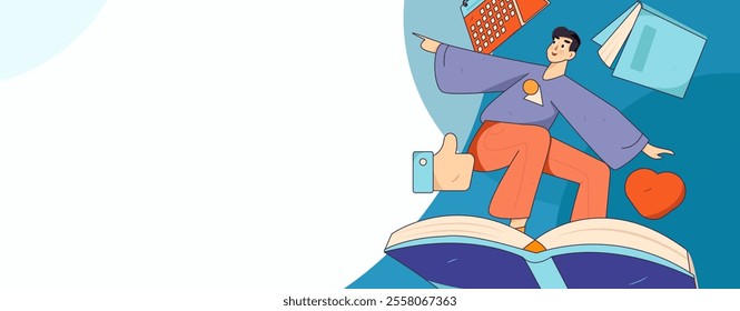 Character reading quietly vector concept operation hand drawn illustration
