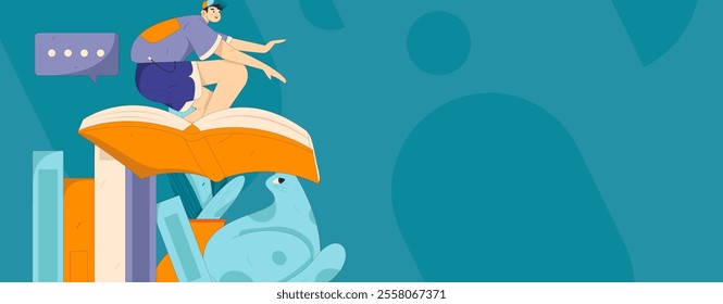 Character reading quietly vector concept operation hand drawn illustration
