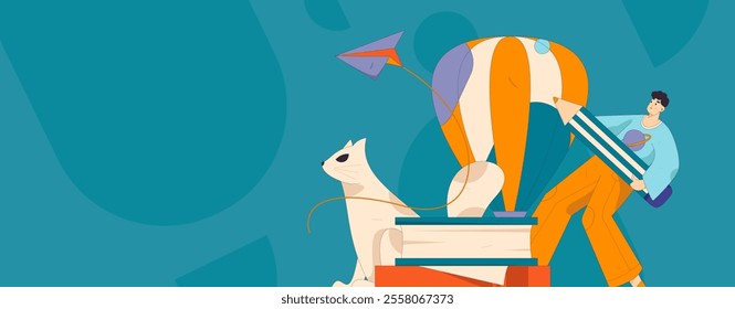 Character reading quietly vector concept operation hand drawn illustration
