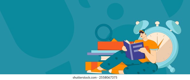 Character reading quietly vector concept operation hand drawn illustration
