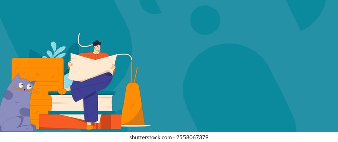 Character reading quietly vector concept operation hand drawn illustration
