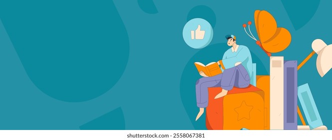 Character reading quietly vector concept operation hand drawn illustration
