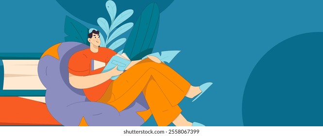 Character reading quietly vector concept operation hand drawn illustration
