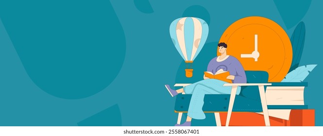 Character reading quietly vector concept operation hand drawn illustration
