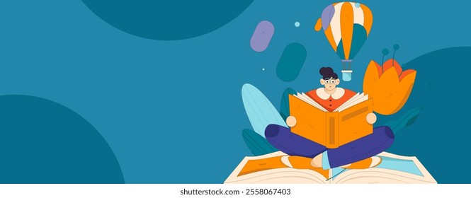 Character reading quietly vector concept operation hand drawn illustration
