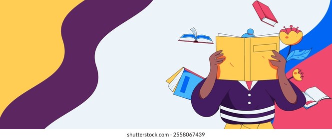 Character reading quietly vector concept operation hand drawn illustration
