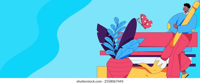 Character reading quietly vector concept operation hand drawn illustration
