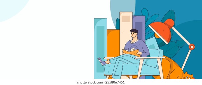 Character reading quietly vector concept operation hand drawn illustration
