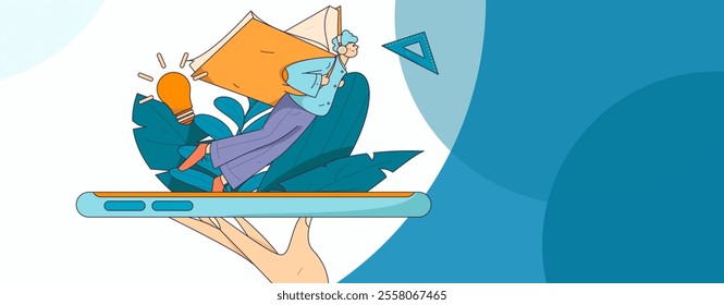 Character reading quietly vector concept operation hand drawn illustration
