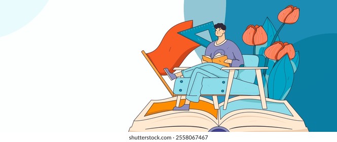 Character reading quietly vector concept operation hand drawn illustration
