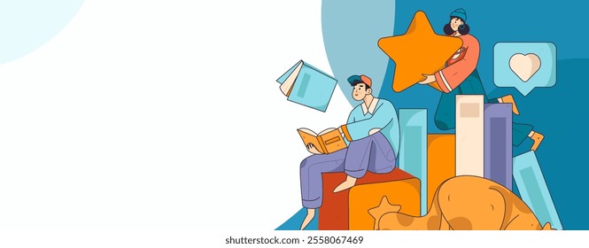 Character reading quietly vector concept operation hand drawn illustration
