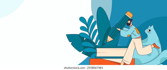 Character reading quietly vector concept operation hand drawn illustration
