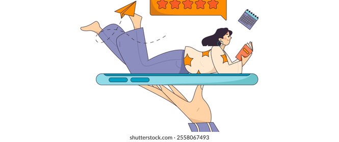 Character reading quietly vector concept operation hand drawn illustration
