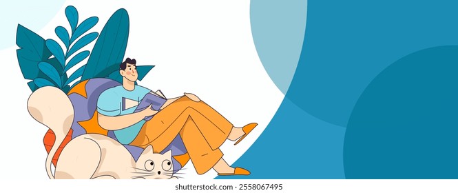 Character reading quietly vector concept operation hand drawn illustration
