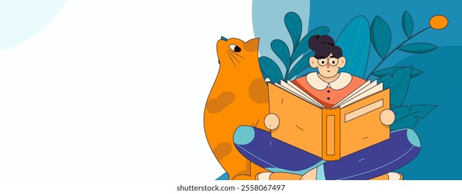 Character reading quietly vector concept operation hand drawn illustration
