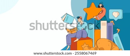 Character reading quietly vector concept operation hand drawn illustration
