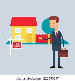 Character - real estate agent. Vector illustration, flat style 