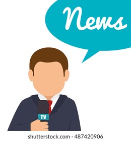 character reporter news bubble speak graphic