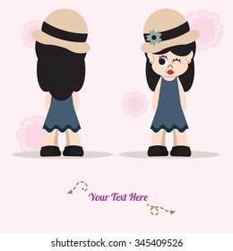  character retro women design happy