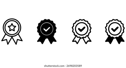 
Conjunto de iconos de esquema de recompensas de personajes: medalla de insignia, copa de trofeo, icono de estrella, emblema de rango, puntos de experiencia, símbolo de la corona, cofre de recompensa, tarjeta de logro.
