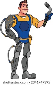 character robot man cartoon armor