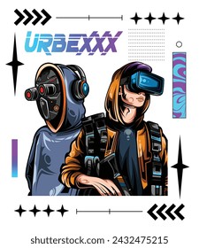 personaje brutalismo robótico diseño vector