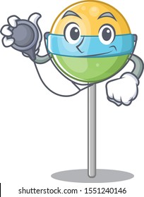 character round lollipop with doctor cartoon shape