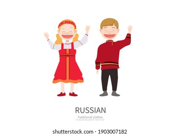 Charaktere in traditioneller russischer Kleidung.
