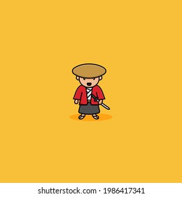 character samurai japan cute colorful