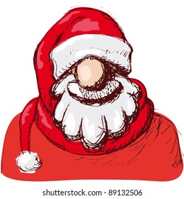 Character with Santa Claus hat, vector illustration.