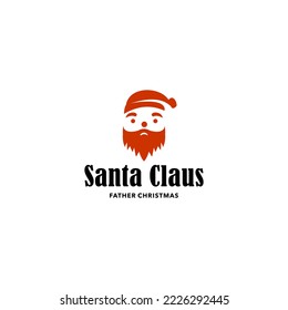 character santa claus head face logo design.mascot merry christmas vector