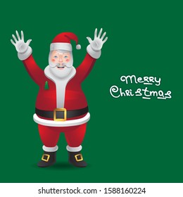 Character Santa Claus inscription Merry Christmas on isolated background. Vector image eps 10