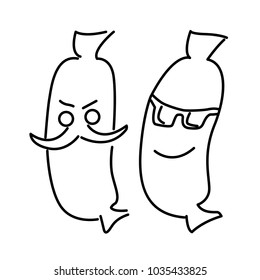 Character sausages vector illustration isolated