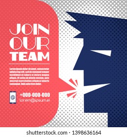 Character Saying Join Our Team. Vector Illustration.