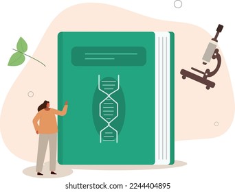 Character in school class learning biology with books. Education concept.